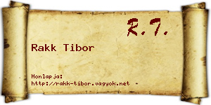 Rakk Tibor névjegykártya